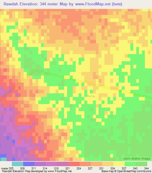 Rawdah,Syria Elevation Map