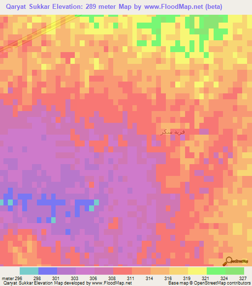 Qaryat Sukkar,Syria Elevation Map