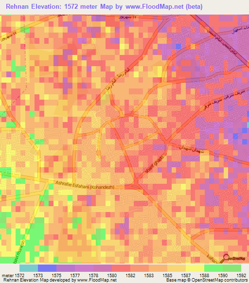 Rehnan,Iran Elevation Map