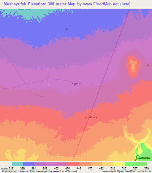 Mushayrifah,Syria Elevation Map