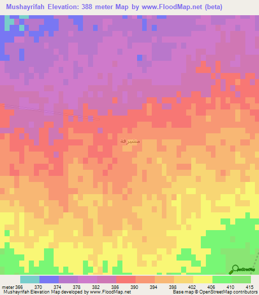 Mushayrifah,Syria Elevation Map