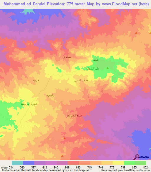 Muhammad ad Dandal,Syria Elevation Map