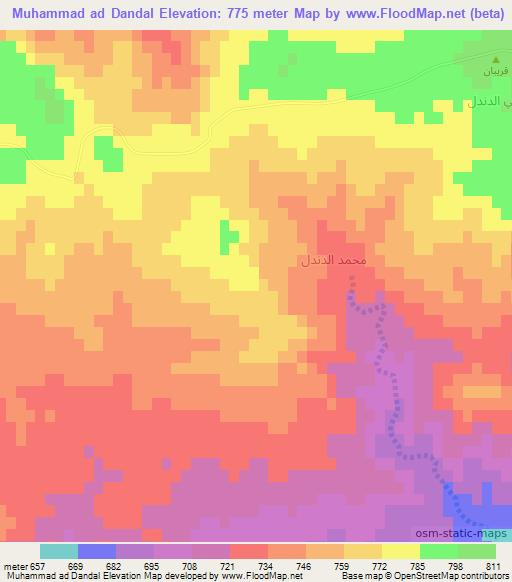 Muhammad ad Dandal,Syria Elevation Map