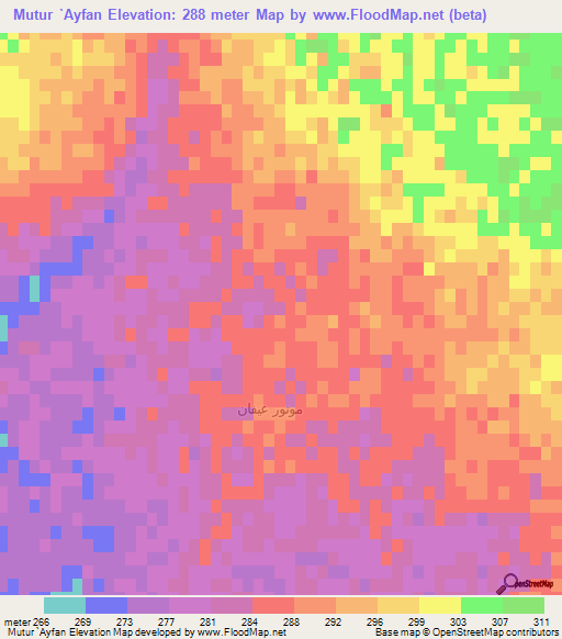 Mutur `Ayfan,Syria Elevation Map