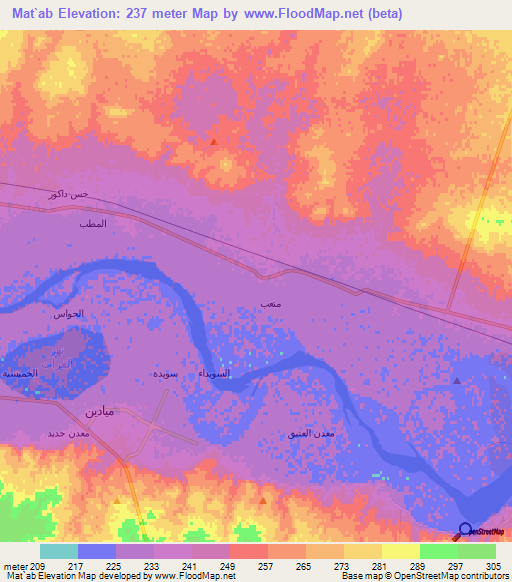 Mat`ab,Syria Elevation Map