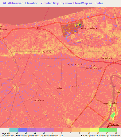 Al `Abbasiyah,Egypt Elevation Map
