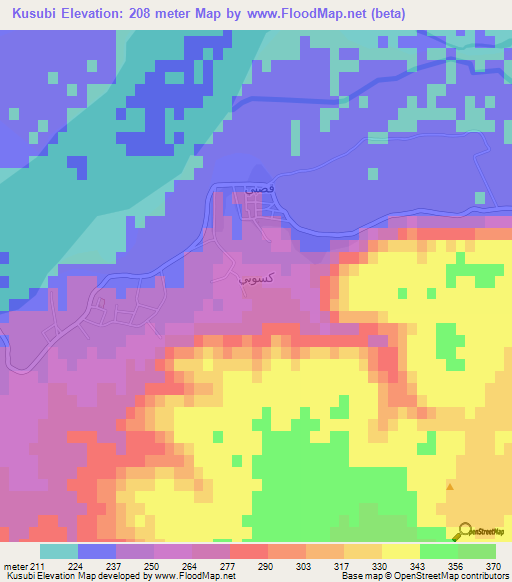 Kusubi,Syria Elevation Map