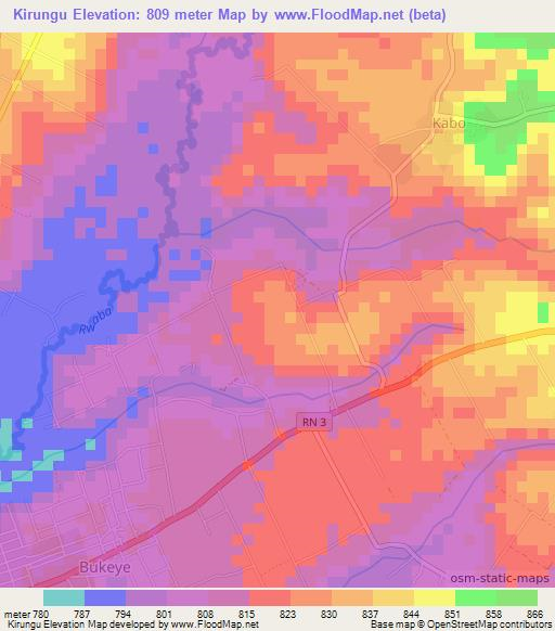 Kirungu,Burundi Elevation Map
