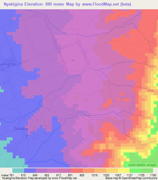 Nyabigina,Burundi Elevation Map
