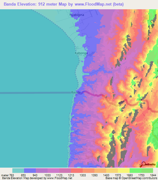 Banda,Burundi Elevation Map