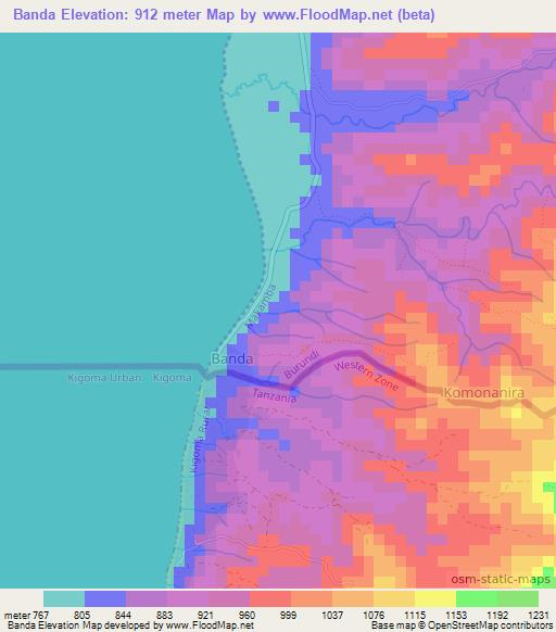 Banda,Burundi Elevation Map