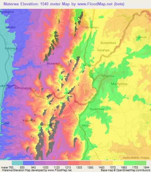 Materwa,Burundi Elevation Map