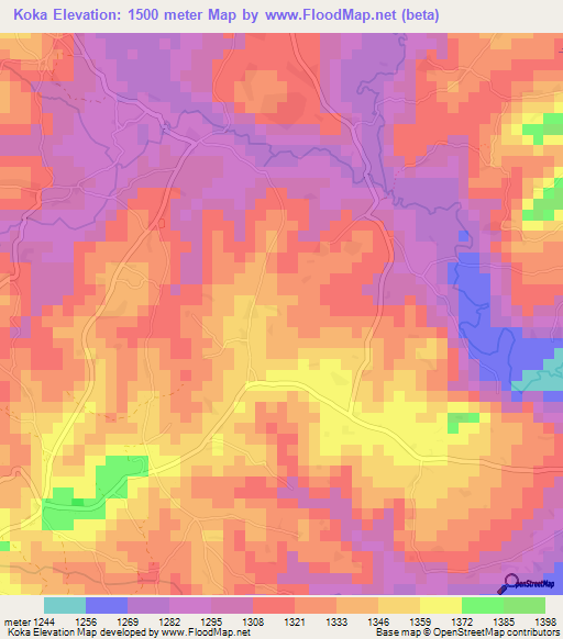Koka,Burundi Elevation Map
