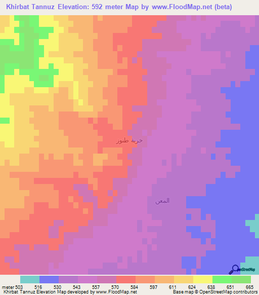 Khirbat Tannuz,Syria Elevation Map