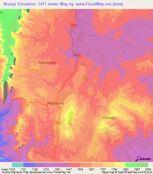 Ncanyi,Burundi Elevation Map