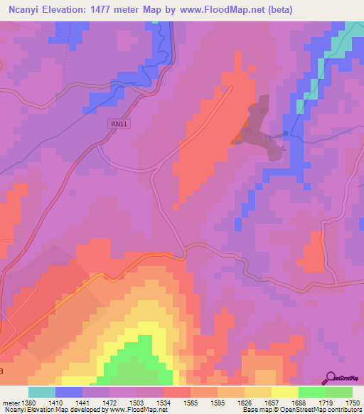 Ncanyi,Burundi Elevation Map