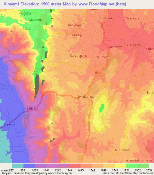 Kinyami,Burundi Elevation Map