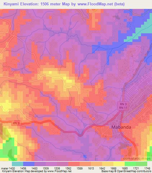 Kinyami,Burundi Elevation Map