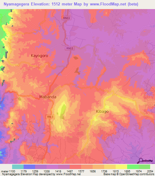 Nyamagegera,Burundi Elevation Map