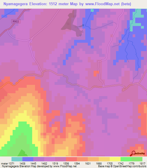 Nyamagegera,Burundi Elevation Map