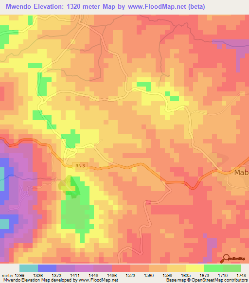 Mwendo,Burundi Elevation Map