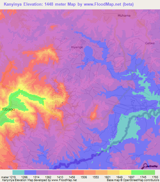 Kanyinya,Burundi Elevation Map