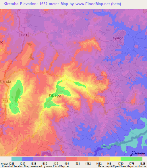 Kiremba,Burundi Elevation Map
