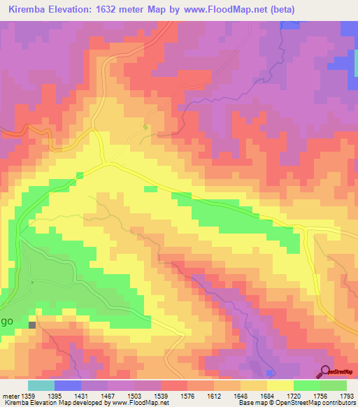 Kiremba,Burundi Elevation Map
