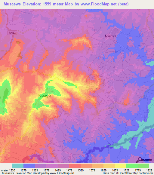 Musaswe,Burundi Elevation Map