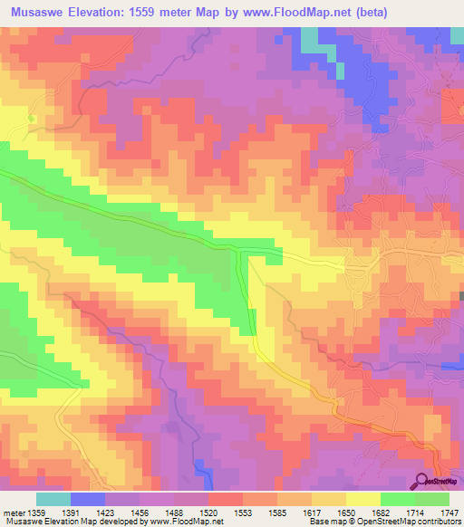 Musaswe,Burundi Elevation Map