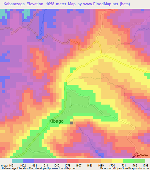 Kabarazaga,Burundi Elevation Map