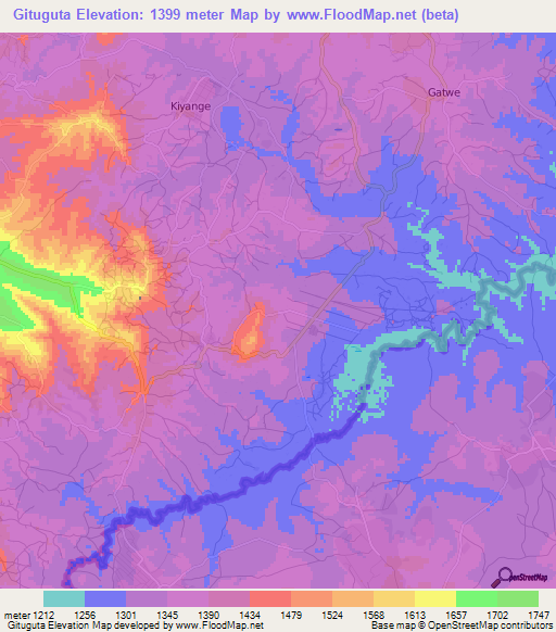 Gituguta,Burundi Elevation Map