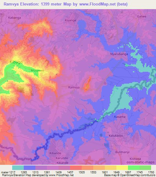 Ramvya,Burundi Elevation Map