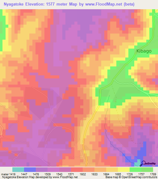 Nyagatoke,Burundi Elevation Map