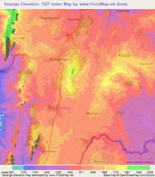 Sarange,Burundi Elevation Map