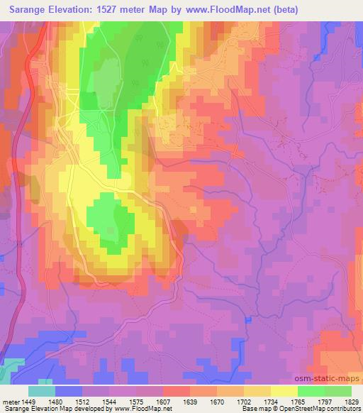Sarange,Burundi Elevation Map