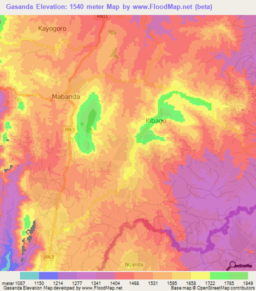 Gasanda,Burundi Elevation Map