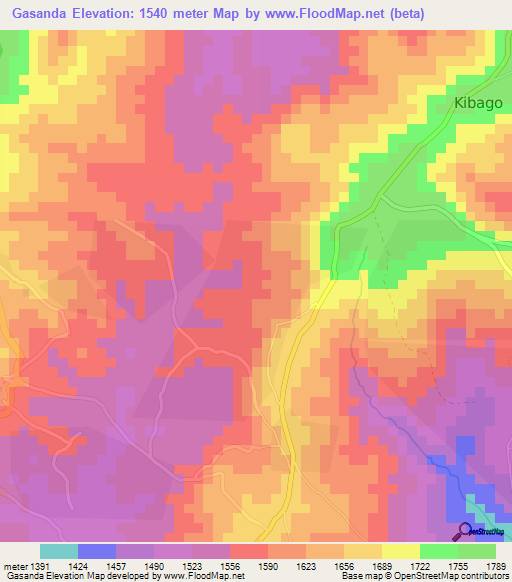 Gasanda,Burundi Elevation Map