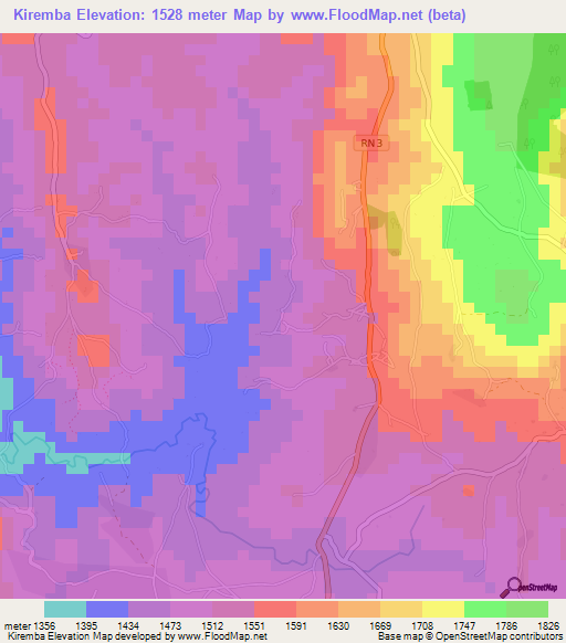 Kiremba,Burundi Elevation Map
