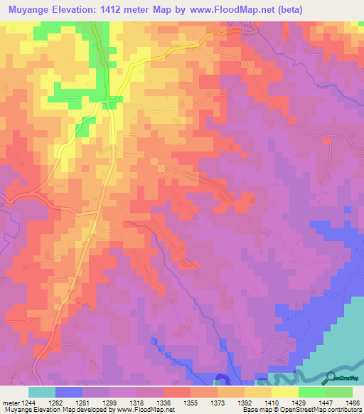 Muyange,Burundi Elevation Map