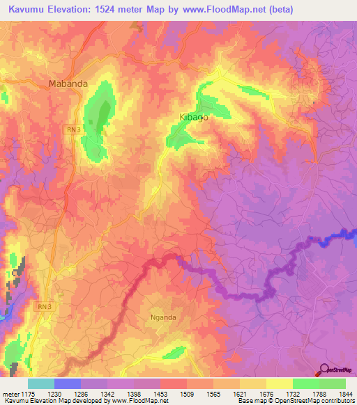Kavumu,Burundi Elevation Map
