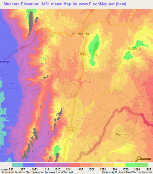 Mushara,Burundi Elevation Map