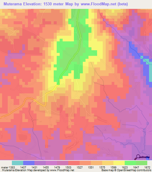 Muterama,Burundi Elevation Map