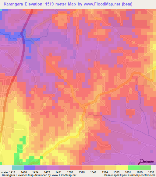Karangara,Burundi Elevation Map