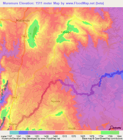 Muremure,Burundi Elevation Map