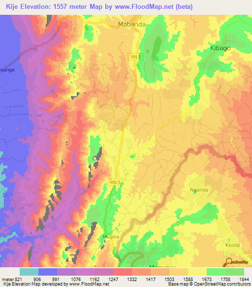 Kije,Burundi Elevation Map