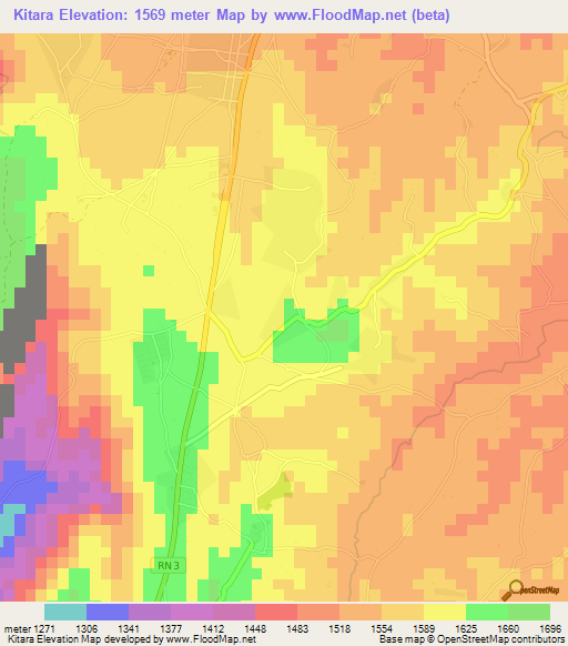 Kitara,Burundi Elevation Map