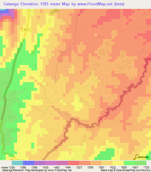 Gatanga,Burundi Elevation Map