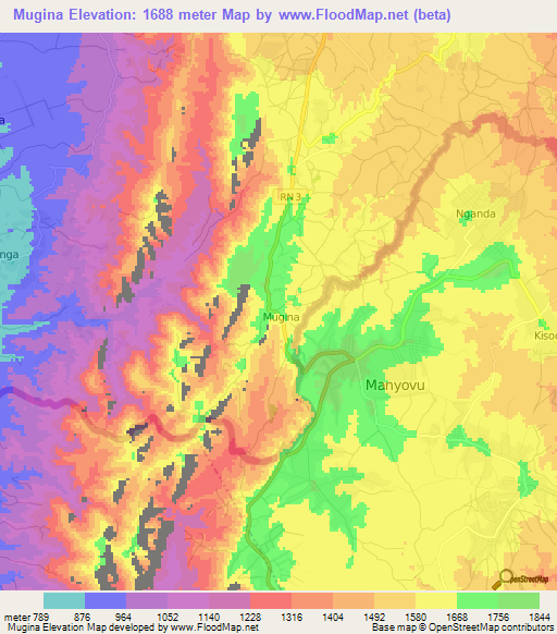 Mugina,Burundi Elevation Map