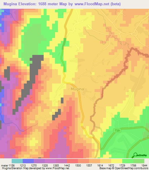 Mugina,Burundi Elevation Map